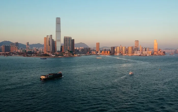 Victoria Harbour - The skyline from the Tsim Sha Tsui promenade at dusk