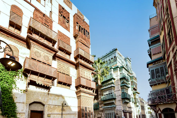 Jeddah Al-Balad - Old Jeddah's coral-stone houses and wooden rawashin