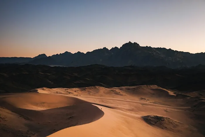 Saudi desert - Red dunes, Bedouin tents and starlit camel camps