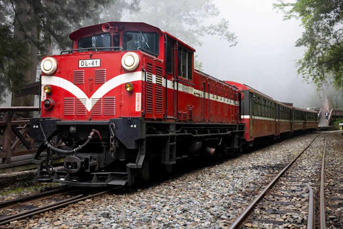 Alishan - A red mountain railway through misty cypress forest