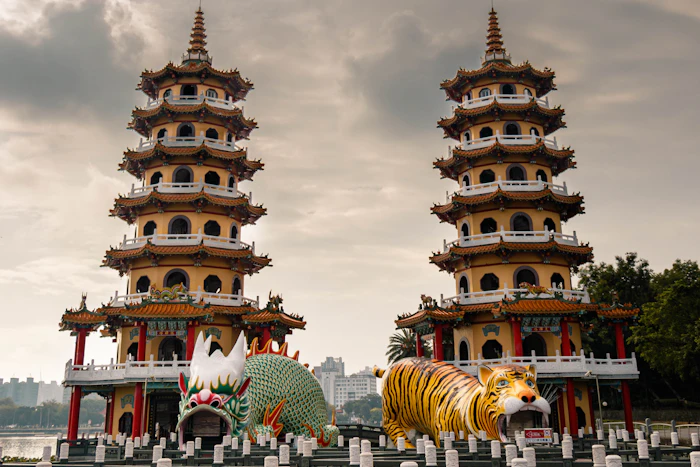 Kaohsiung - Harbour city with dragon and tiger pagodas