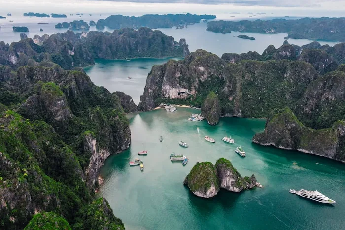 Ha Long Bay - Limestone karsts rising straight out of the sea